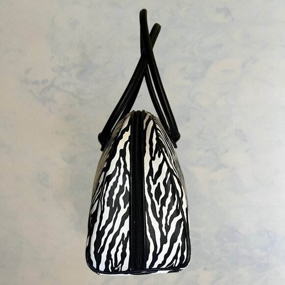 Liz Claiborne Zebra Print Leather Trim Y2K Handbag Purse - Picture 3 of 7